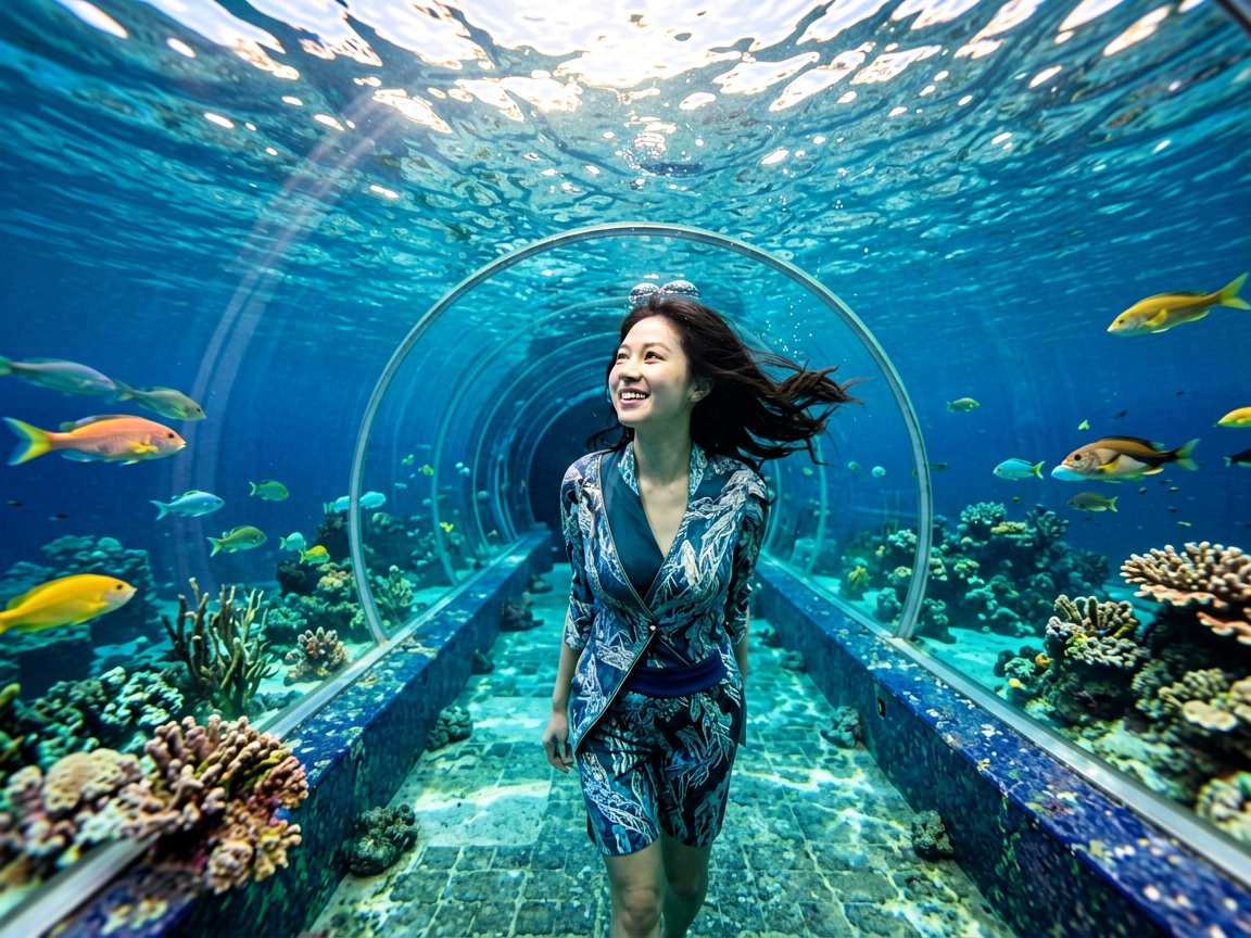 青岛海底世界海底隧道精彩瞬间:一场跨越时空的海洋奇遇